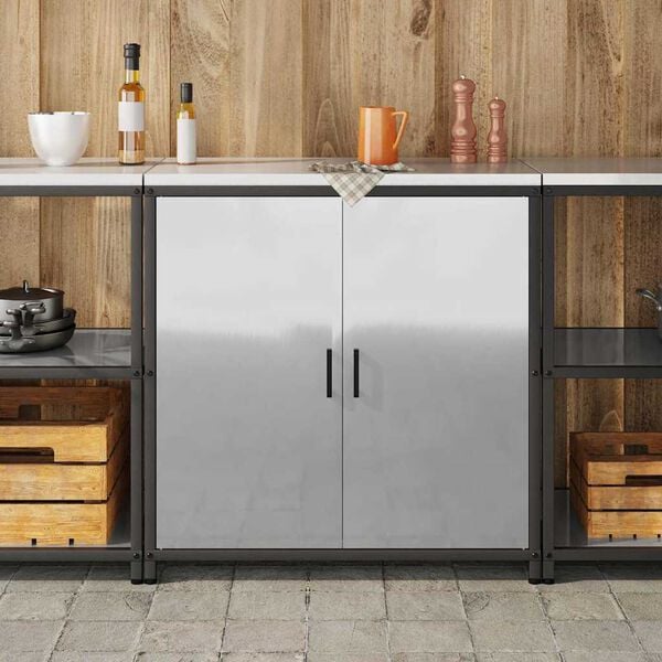 vidaXL Stoccaggio in cucina con porta Argento 60 x 50 x 92 cm Acciaio
