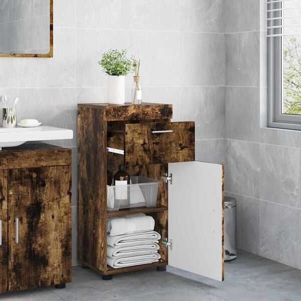vidaXL Set di Armadi da Bagno TULUM Rovere fum&eacute; 37 x 31,5 x 82 cm