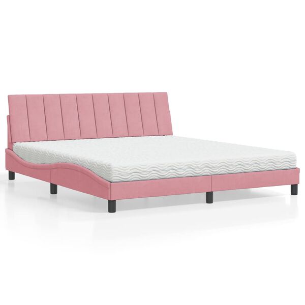 vidaXL Letto con Materasso Hanko Rosa 180x200 cm in Velluto