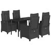 vidaXL Set da Pranzo da Giardino 5 pz Nero con Cuscini in Polyrattan