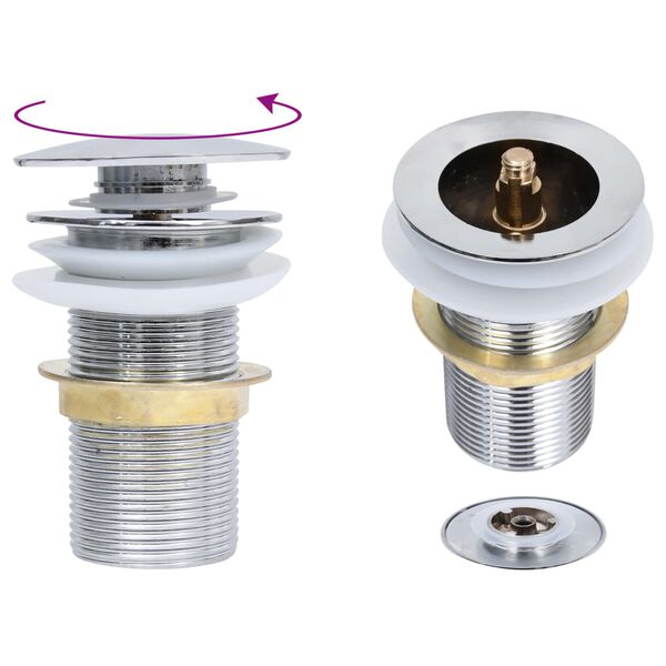 vidaXL Scarico a Pressione Senza Troppopieno Cromo 6,4x6,4x9,1cm