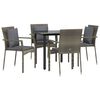 vidaXL Set da Pranzo Giardino 5pz Nero e Grigio con Cuscini Polyrattan