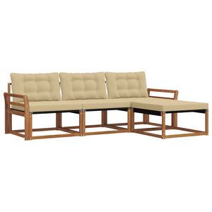 vidaXL Set di divani da esterno 4 pz Naturale e Beige