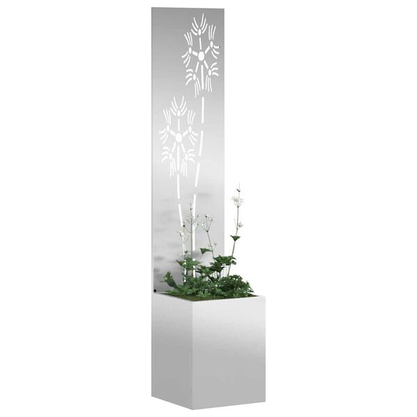 vidaXL Schermo per privacy in giardino Floreale Argento 32 x 140 cm
