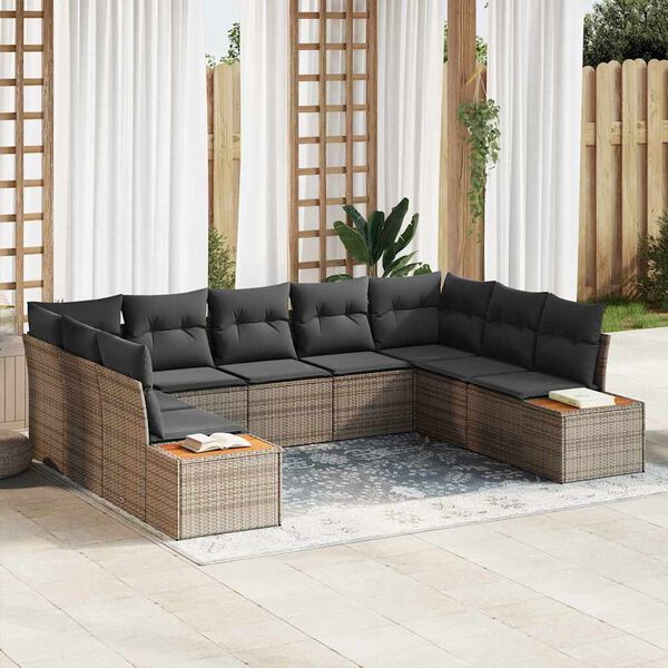 vidaXL Set Divano da Giardino con cuscino 5 pcs Grigio Polyrattan