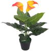vidaXL Calla Lily Artificiale con Vaso 45 cm Rosso e Giallo