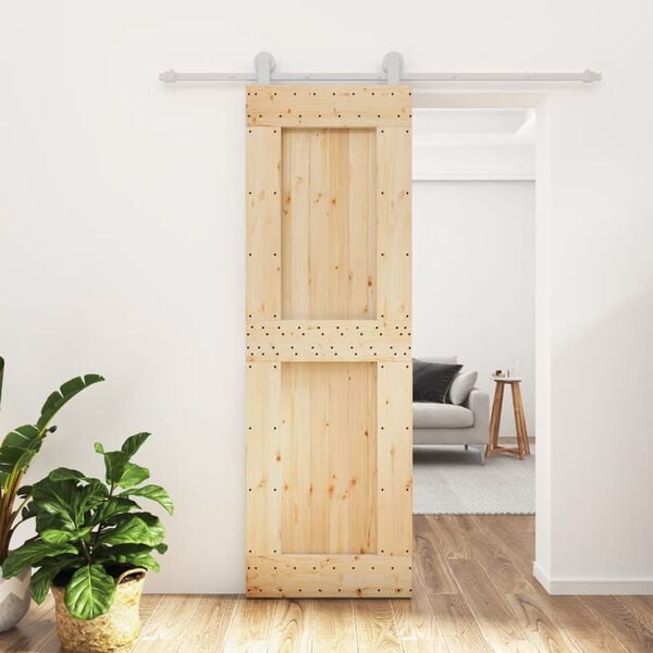 vidaXL Porta Scorrevole con Set Hardware 70x210 cm Legno Massello Pino