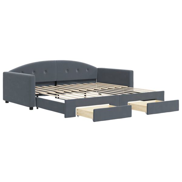 vidaXL Divano Letto Estraibile Cassetti Grigio Scuro 100x200cm Velluto