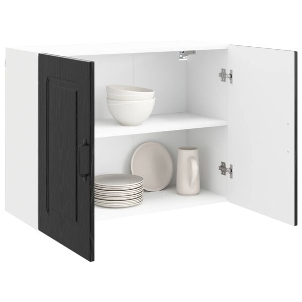 vidaXL Mobile da cucina con porta Kalmar Rovere Nero 80 x 31 x 60 cm