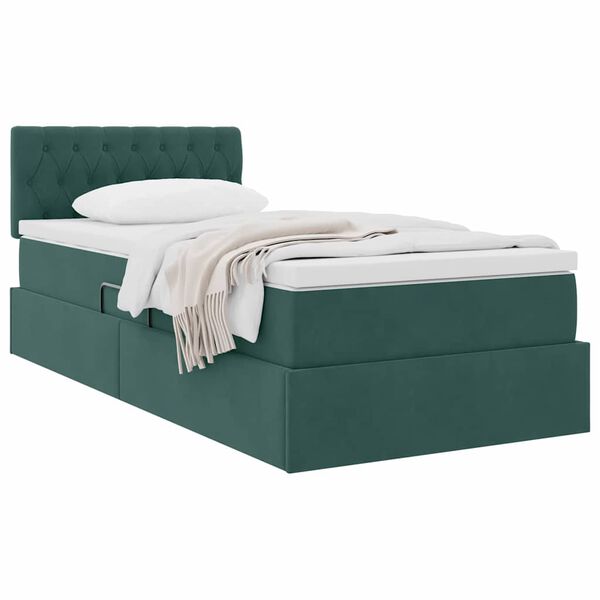 vidaXL Letto con Contenitore Verde Scuro 100 x 200 cm Velluto