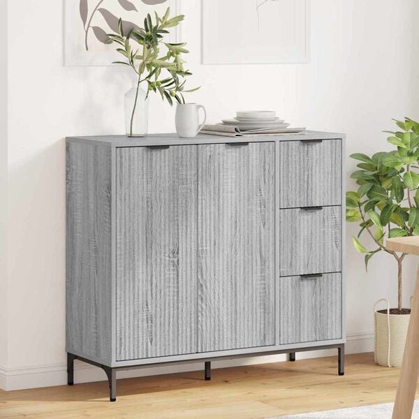 vidaXL Credenza Grigio Sonoma 89,5 x 33 x 82 cm Legno multistrato