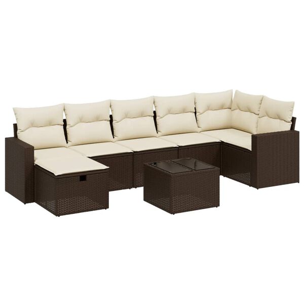 vidaXL Set Divani da Giardino 8 pz con Cuscini Marrone in Polyrattan