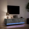 vidaXL Mobile TV a Parete con Luci LED Grigio Cemento 140x31x38 cm