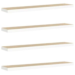 vidaXL Scaffali a Parete 4 pz Rovere e Bianco 120x23,5x3,8 cm in MDF