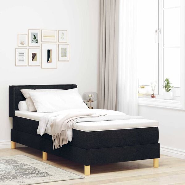 vidaXL Letto a molle con materasso Nero 190 x 90 cm Poliestere
