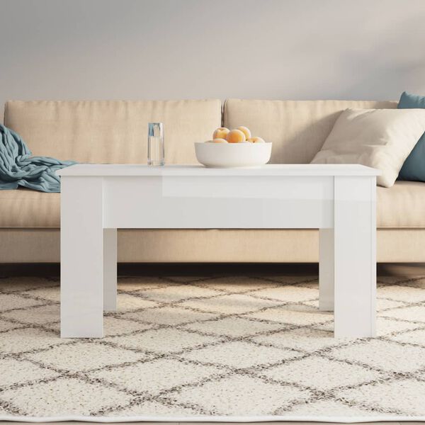 vidaXL Tavolino Salotto Bianco Lucido 101x49x52 cm Legno Multistrato