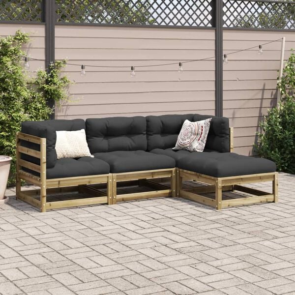 vidaXL Set Divani da Giardino 4 pz in Legno Impregnato di Pino