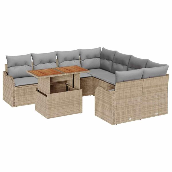 vidaXL Set Divano da Giardino con cuscino 7 pcs beige e grigio chiaro