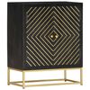 vidaXL Credenza Nero e Oro 60x30x75 cm in Legno Massello di Mango