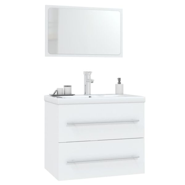 vidaXL Set Mobili da Bagno 3 pz Bianco