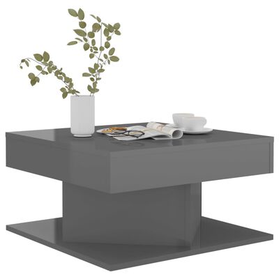 vidaXL Tavolino da Salotto Grigio Lucido 57x57x30 cm Legno Multistrato