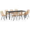 vidaXL Set da Pranzo per Giardino 9 pz Marrone
