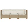 vidaXL Divano da Giardino con Cuscini a 3 Posti Beige in Polyrattan