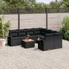 vidaXL Set Divani da Giardino 9 pz con Cuscini Nero in Polyrattan