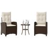 vidaXL Set Bistr&ograve; 3 pz con Cuscini Marrone in Polyrattan