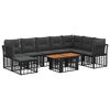 vidaXL Set Divano da Giardino 9 pz Nero e Grigio scuro polyrattan