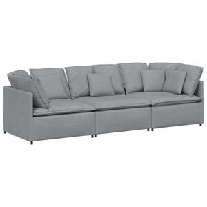 vidaXL Divano Modulare con Cuscini in Tessuto Grigio Chiaro