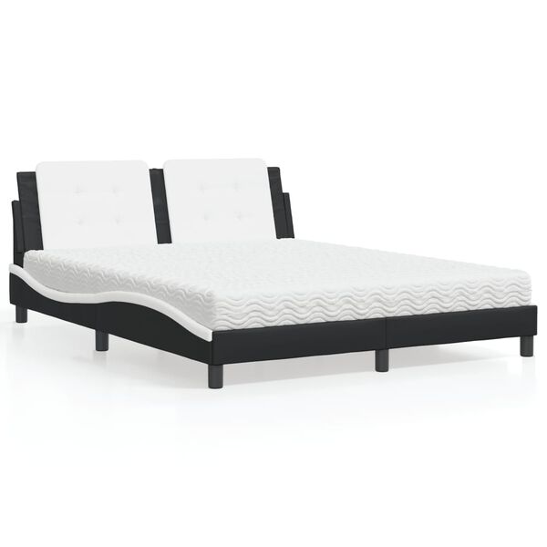 vidaXL Letto con Materasso Zadar Nero e Bianco 160x200cm Similpelle