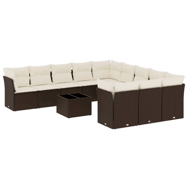 vidaXL Set Divani da Giardino 12 pz con Cuscini Marrone in Polyrattan