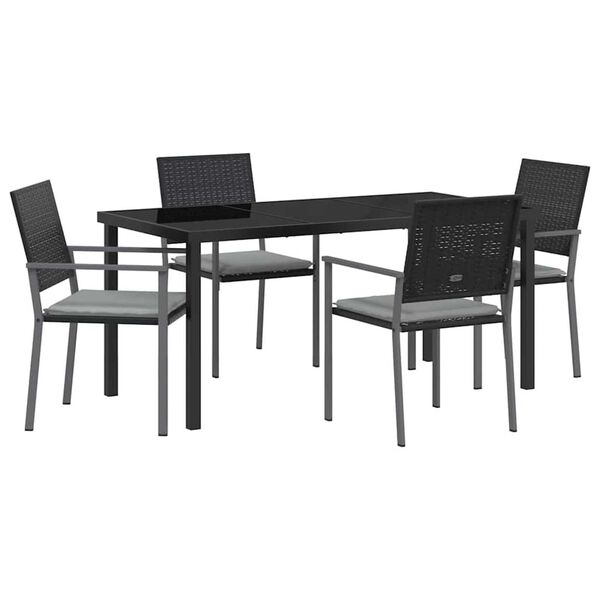 vidaXL Set da Pranzo per Giardino 5 pcs Nero e Grigio Chiaro
