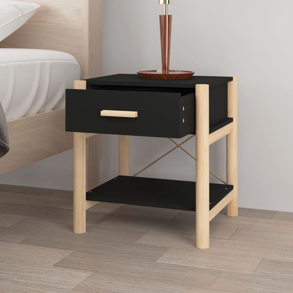 vidaXL Tavolini da Letto 2pz Nero 42x38x45 cm in Legno Multistrato