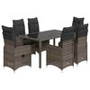 vidaXL Set Bistr&ograve; da Giardino 5 pz con Cuscini in Polyrattan Grigio