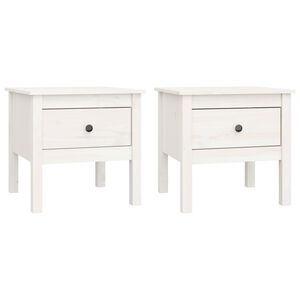 vidaXL Tavolini 2 pz Bianchi 50x50x49 cm Legno Massello di Pino
