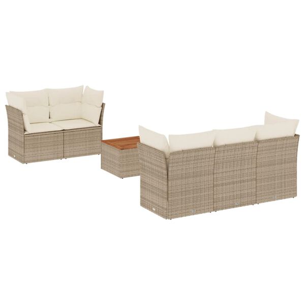 vidaXL Set Divano da Giardino 6 pz con Cuscini Beige in Polyrattan