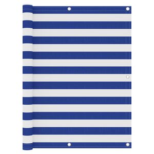 vidaXL Paravento Balcone Bianco e Blu 120x400 cm Tessuto Oxford