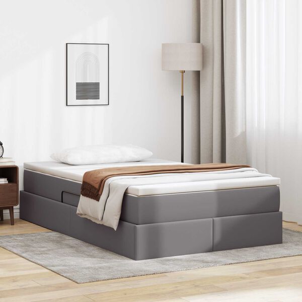 vidaXL Letto con contenitore e materasso Grigio 120 x 190 cm