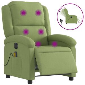 vidaXL Poltrona Massaggiante Reclinante Elettrica Verde Chiaro Velluto