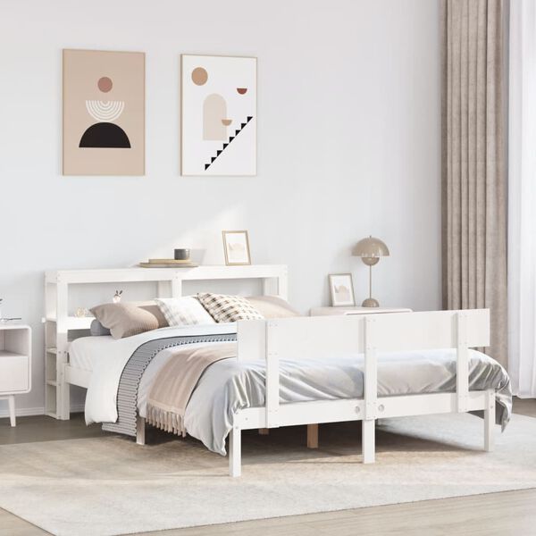 vidaXL Letto senza Materasso Bianco 140x190 cm Legno Massello di Pino