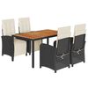 vidaXL Set da Pranzo da Giardino 5 pz Nero con Cuscini in Polyrattan