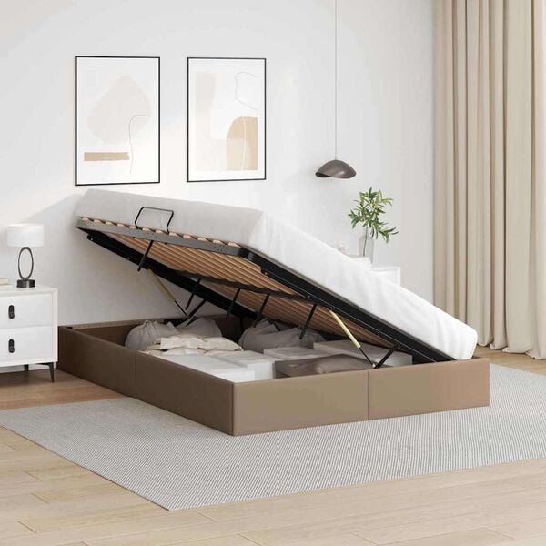 vidaXL Letto con Contenitore Cappuccino 140 x 190 cm Pelle sintetica