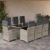 vidaXL Set Pranzo da Giardino 9pz con Cuscini Grigio Chiaro Polyrattan
