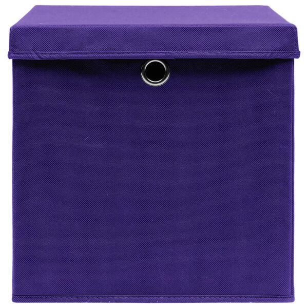 vidaXL Scatole Portaoggetti con Coperchi 10pz Viola 32x32x32cm Tessuto