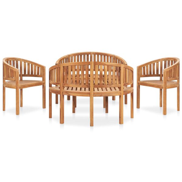 vidaXL Set Salotto da Giardino 5 pz Design Curvo in Massello di Teak