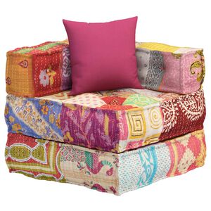 vidaXL Pouf Modulare con Cuscino in Tessuto Patchwork