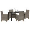 vidaXL Set da Pranzo per Giardino 5 pcs Grigio polyrattan