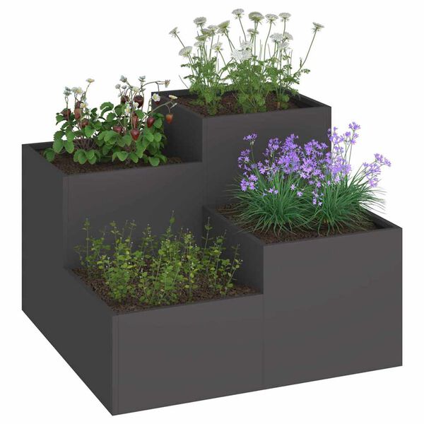 vidaXL Vaso da giardino Nero 100 x 100 x 60 cm Acciaio